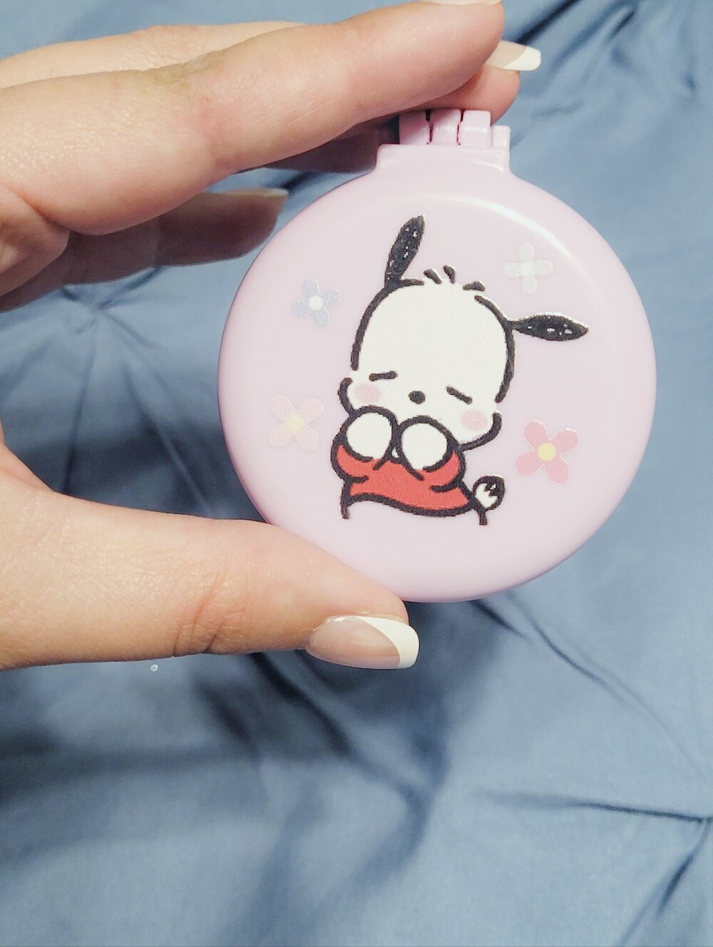 Compact Pink Folding Hair Brush with Mirror